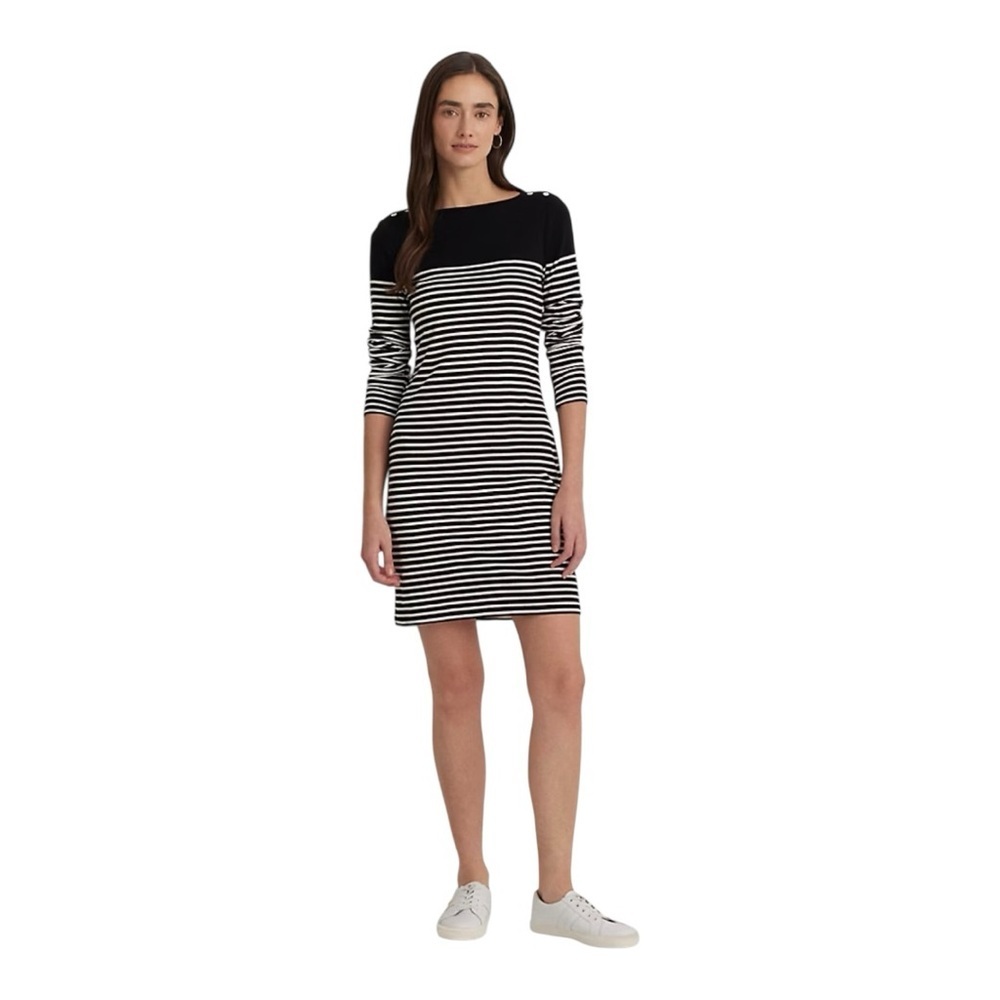 Ralph Lauren Black Label Stripe Midi Dress Long Sleeve